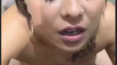 Indian pornstar Tina Nandi fucks and drinks cum