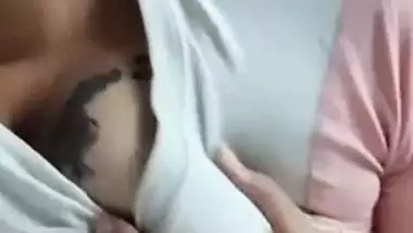Tattooed breasts Indian girl showing boob on video call