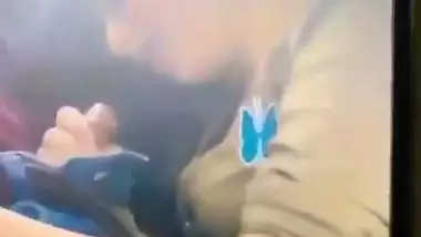 GF gives an Indian blowjob to her BF in the car